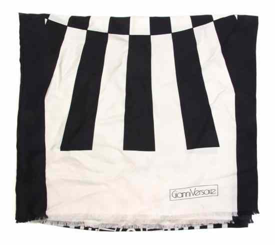 Appraisal: A Gianni Versace Black and White Silk Scarf Labeled within