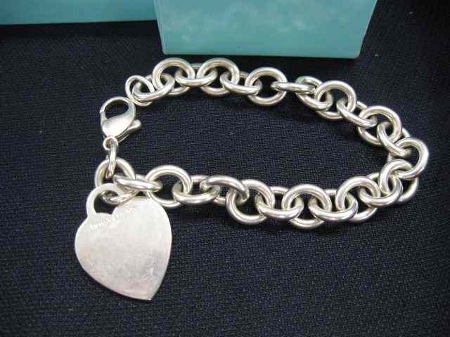 Appraisal: Tiffany Sterling Silver Bracelet charm style with heart '' grams