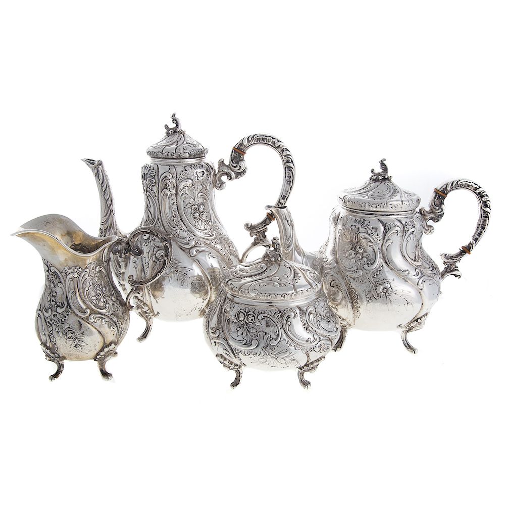 Appraisal: Four Piece German Silver Coffee Tea Service late th early