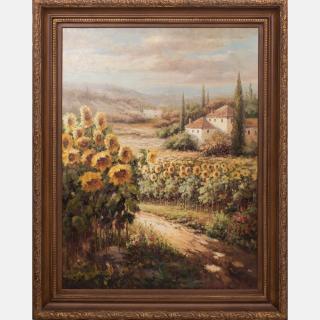 Appraisal: Rommitts th Century Tuscany Landscape Oil on canvas Rommitts th