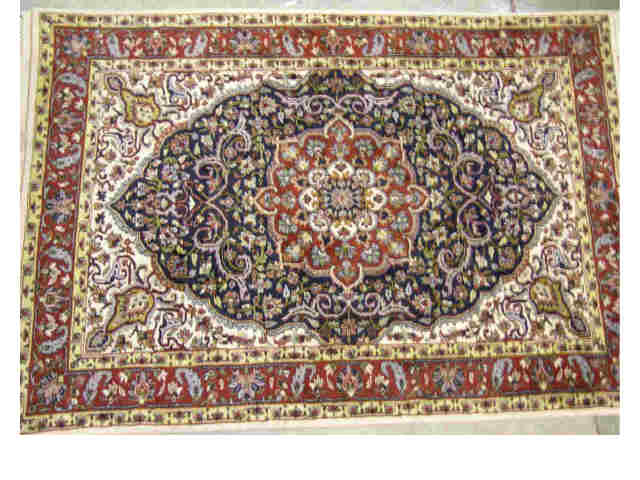 Appraisal: Oriental rug Indo-Tabriz ' x ' handmade circa modern ivory