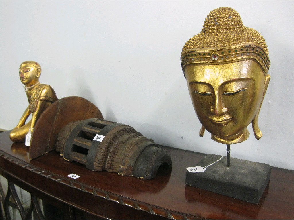 Appraisal: Lot comprising eastern figure wall light and a buddha head