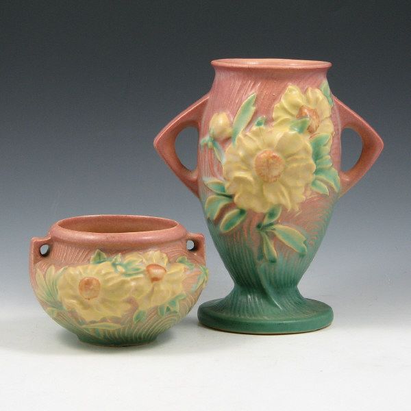 Appraisal: Roseville Peony - jardiniere and - vase both in pink