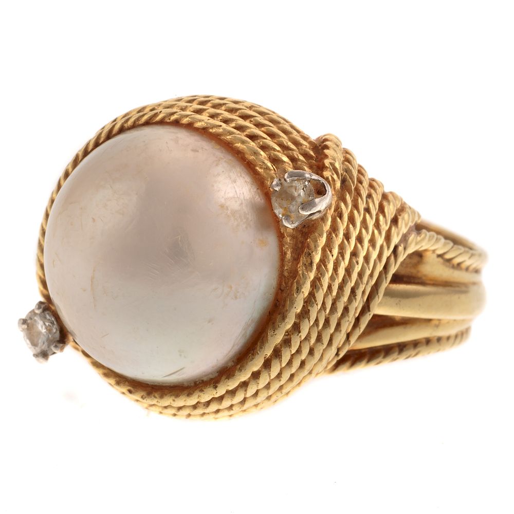 Appraisal: A Ladies Mabe Pearl Diamond Ring in K K yellow