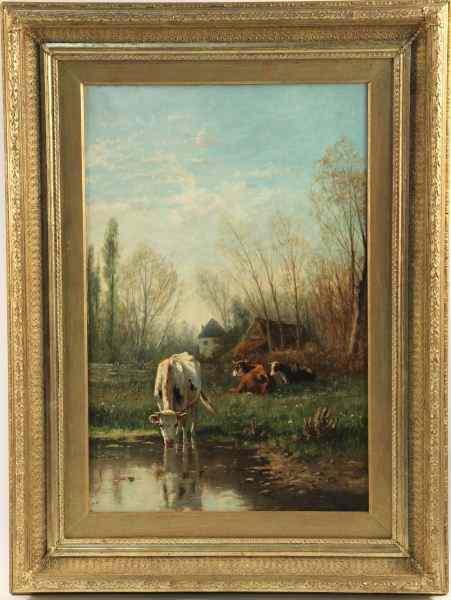 Appraisal: att William Hull - ''An Autumn Morning''oil on canvas signed