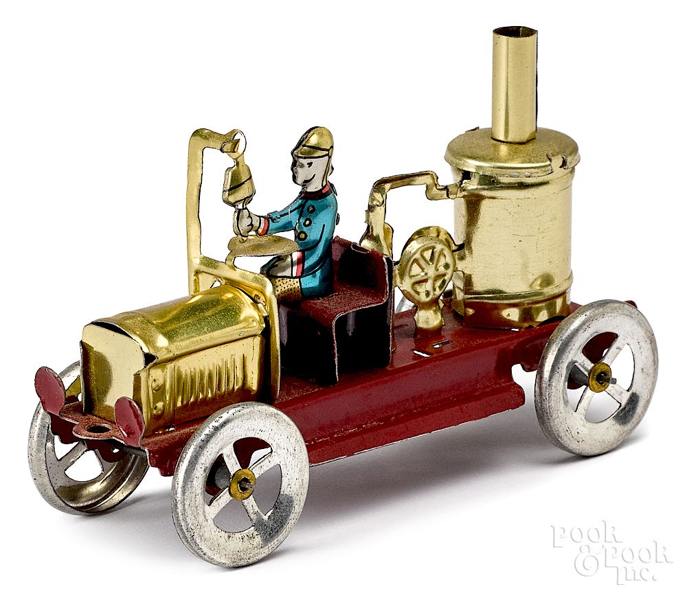 Appraisal: Meier tin lithograph fire pumper penny toy Meier tin lithograph