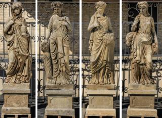 Appraisal: Carved stone Four Seasons h Set of carved stone sculptures