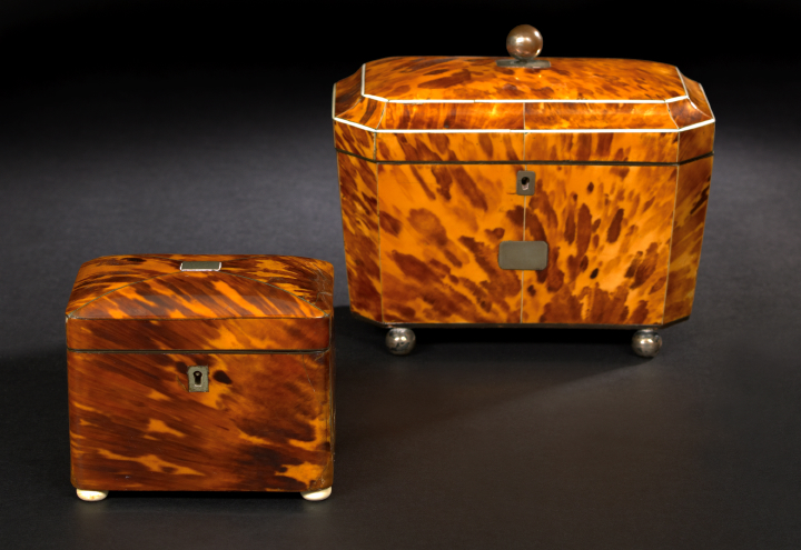 Appraisal: English Nickel Silver-Inlaid Russet Tortoiseshell Tea Box second quarter th