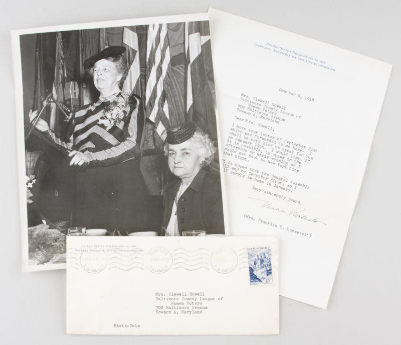 Appraisal: Eleanor Roosevelt Maryland Speech Archive highlighted by Typed Letters Signed