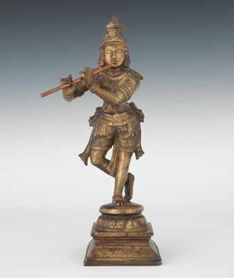 Appraisal: Indian Bronze of The God Krishna Bronze with brown patina