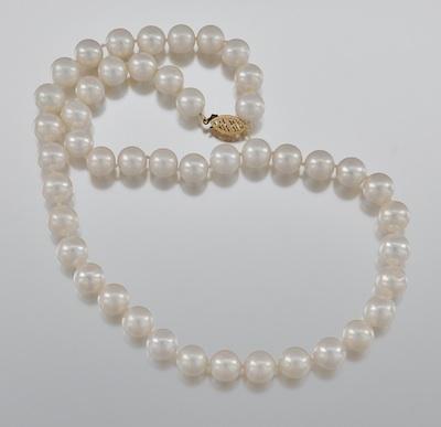 Appraisal: A Princess Length - MM Pearl Necklace with Gold Clasp