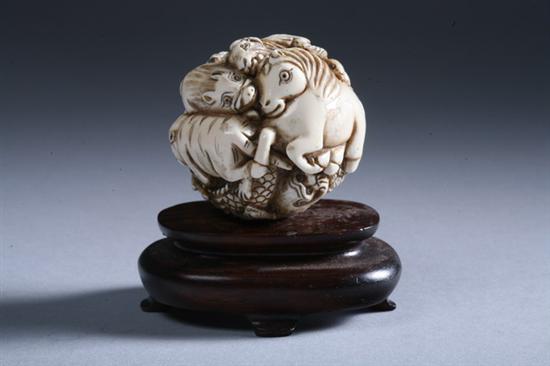 Appraisal: JAPANESE IVORY OKIMONO OF ZODIAC SIGNS th century - in