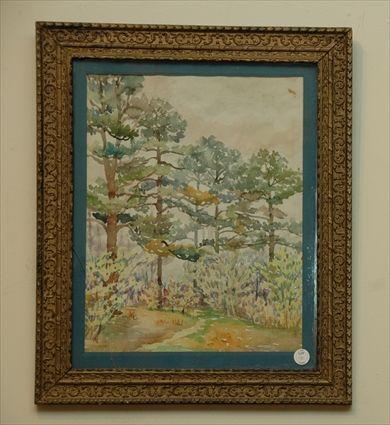 Appraisal: Watercolor Landscape with Trees Delbrige