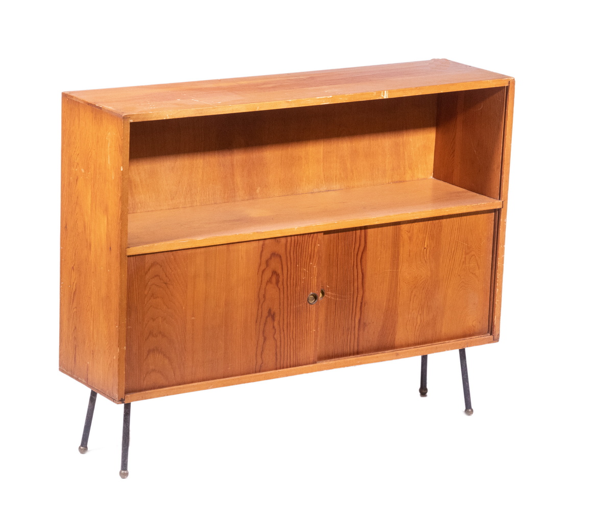 Appraisal: MID-CENTURY BOOKCASE Vintage Two-Shelf Low Bookcase natural color surface lower