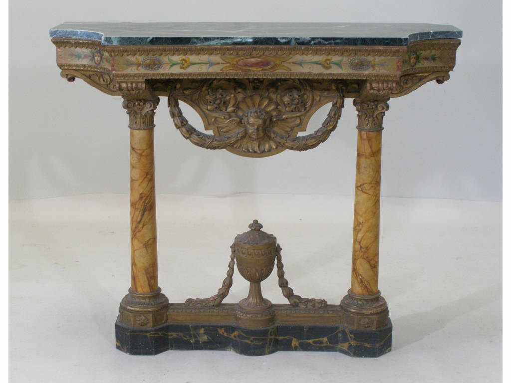 Appraisal: Paint Faux Decorated Marble Top Console Table late th c