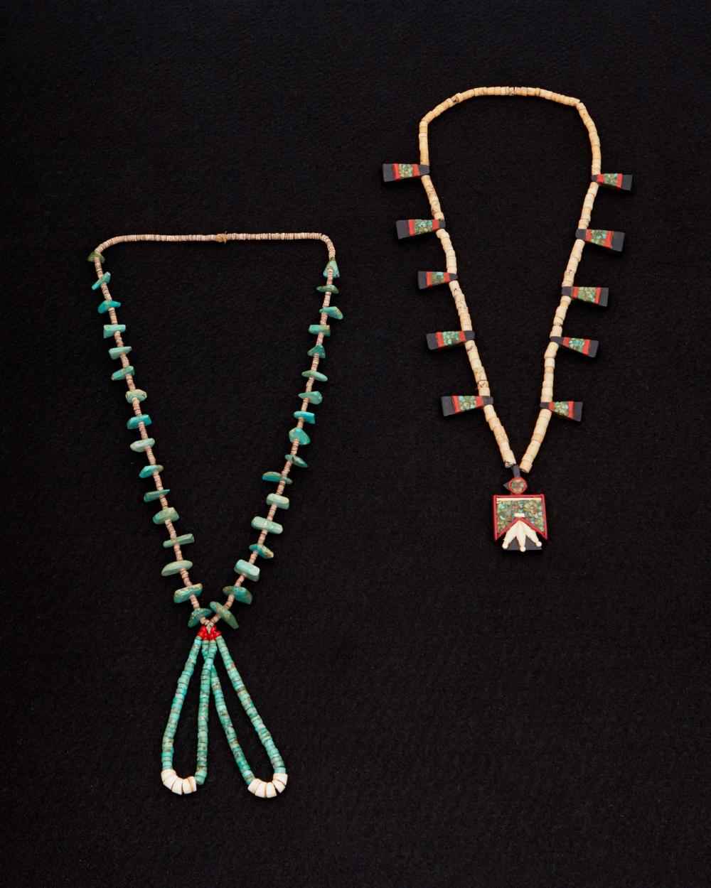 Appraisal: Two Pueblo necklaces Second-quarter th Century Southwest United States Comprising