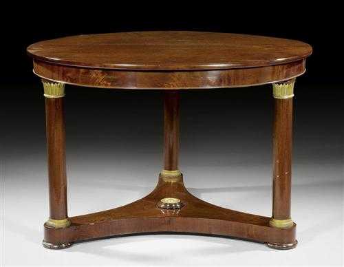 Appraisal: ROUND MAOHGANY SALON TABLE late Empire Germany end of the