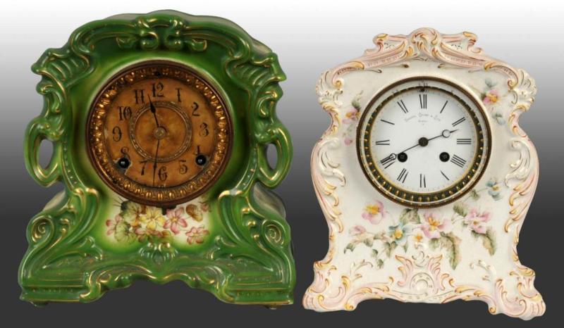 Appraisal: Lot of China Clocks Description One time and strike marked