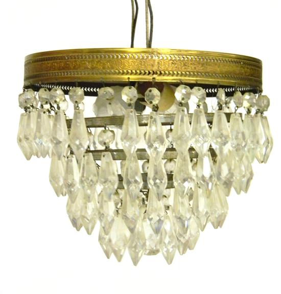 Appraisal: Four-tiered pendant ceiling fixture tear drop and globular multi-faceted prisms