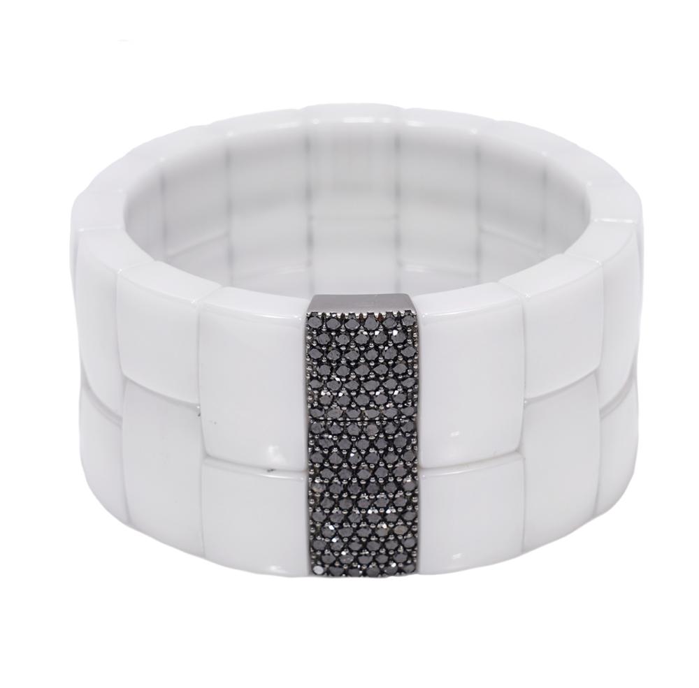 Appraisal: ROBERTO DEMEGLIO K DIAMOND CUFF BRACELETRobert Demeglio ceramic square stretch