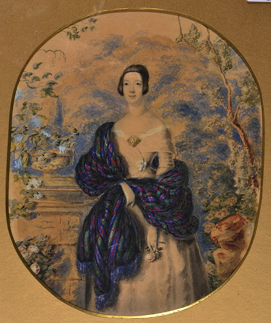 Appraisal: ANNE WYKEPortrait of a lady standing in a garden setting