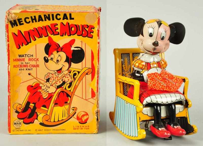 Appraisal: Tin Linemar Disney Mickey Mouse Rocking Chair Toy Description Japanese