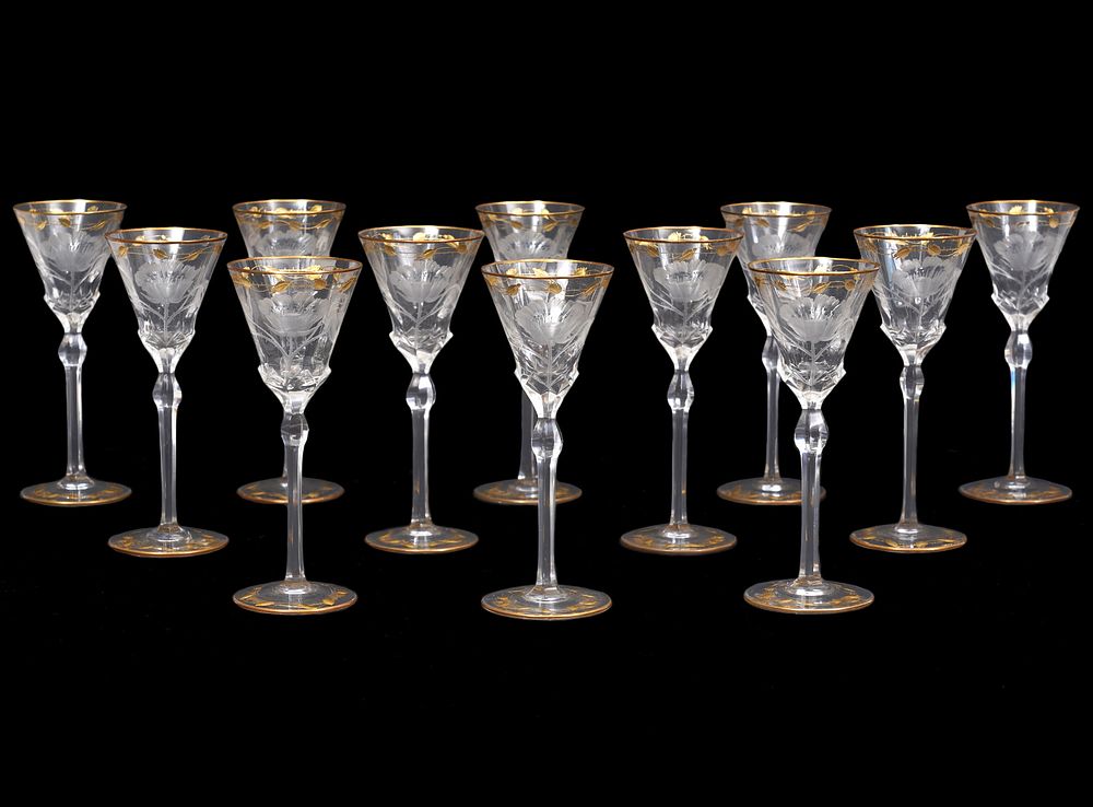 Appraisal: Moser 'Paula' Hand Cut Cordial Glasses Designed in antique Moser