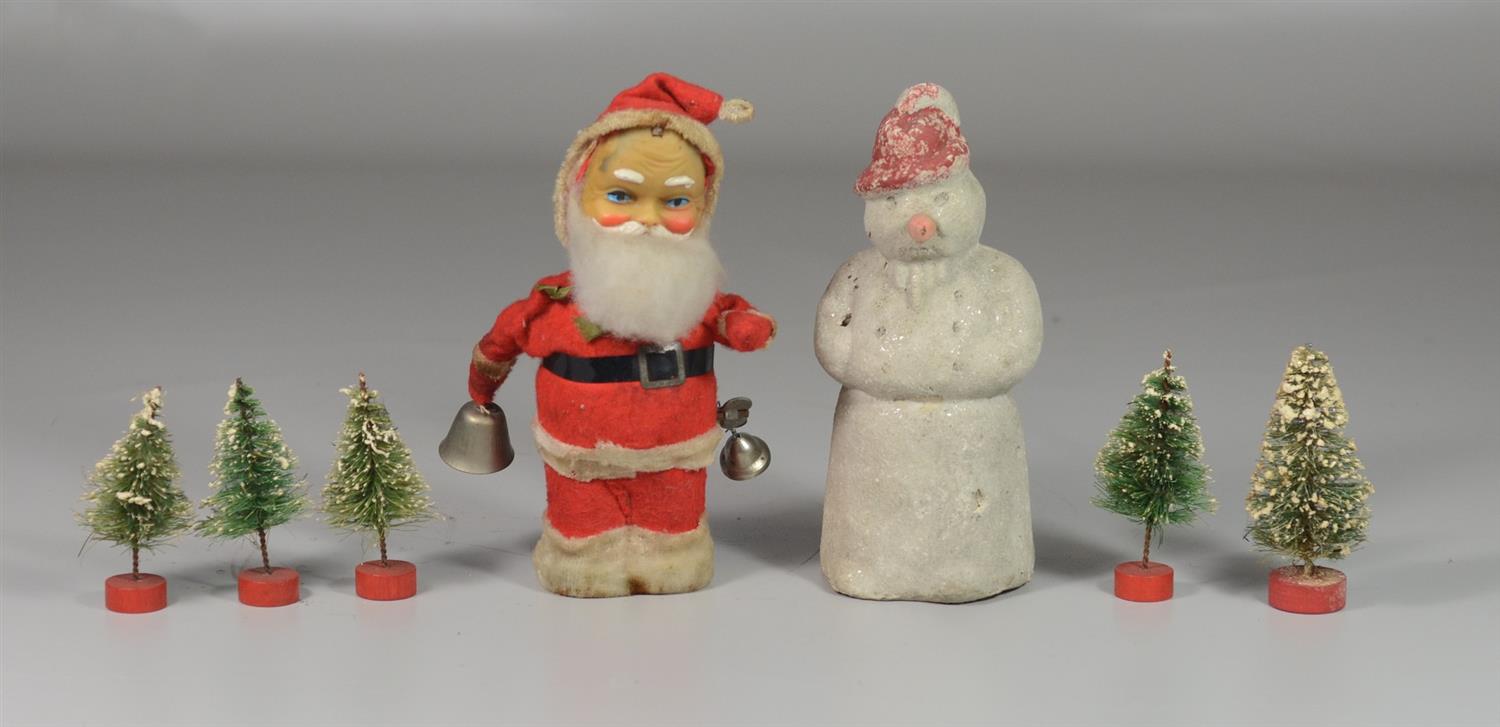 Appraisal: Lot of vintage Christmas items including wind-up Santa paper mache