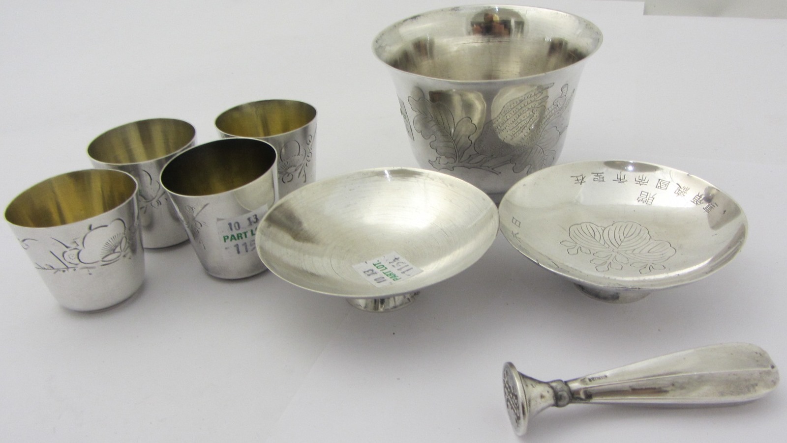 Appraisal: Mostly Foreign and metal wares comprising four similar tots an