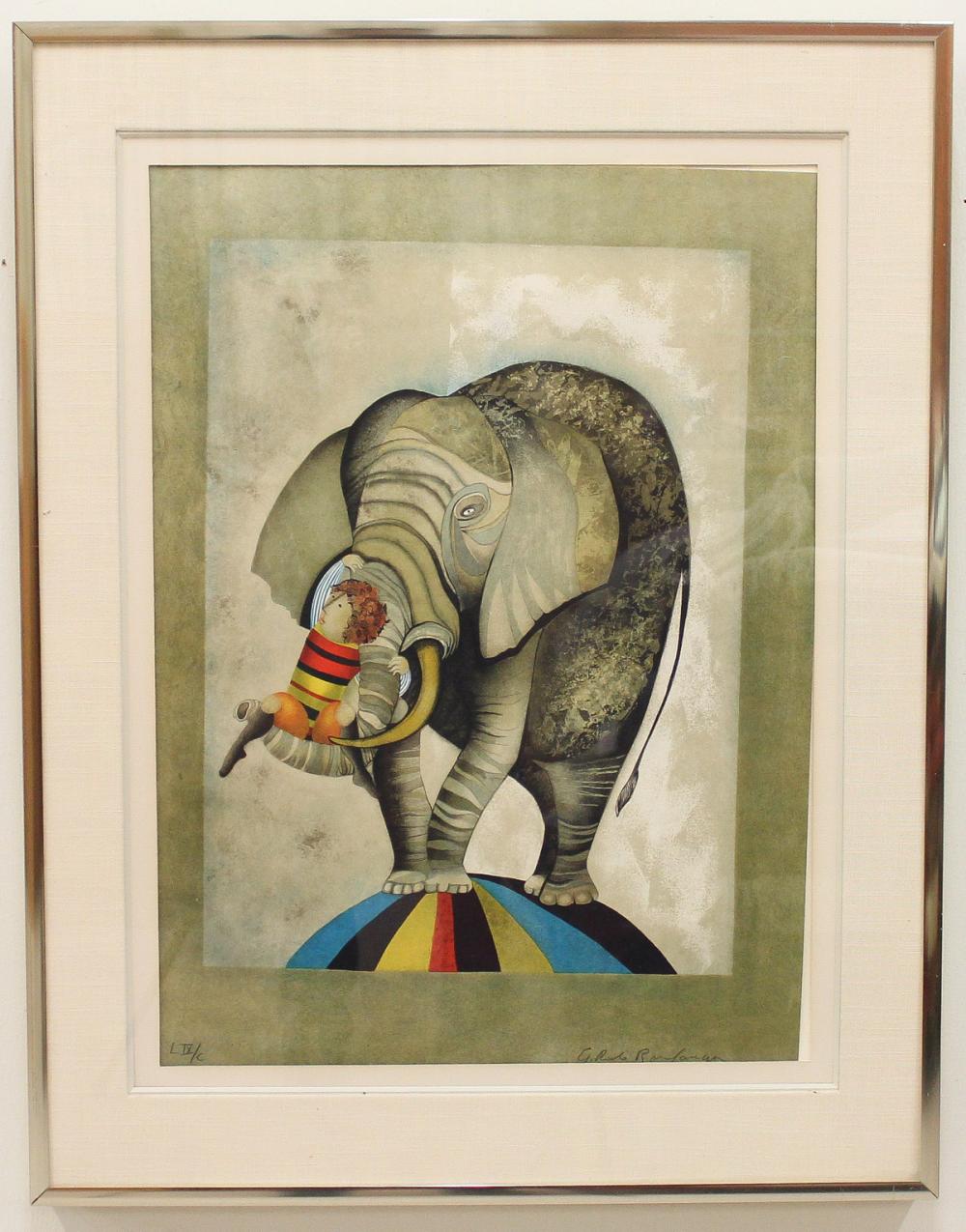 Appraisal: GRACIELA RODO BOULANGER Bolivia born lithograph elephant carrying a child