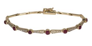 Appraisal: Ruby diamond and k yellow gold bracelet Ruby diamond and