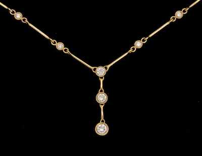 Appraisal: A Ladies' Gold and Diamond Necklace k yellow gold necklace