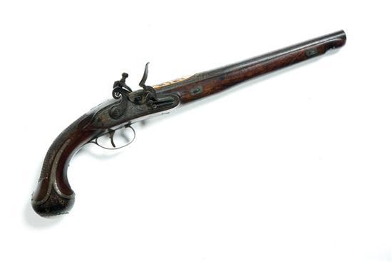 Appraisal: FLINTLOCK PISTOL European th century Walnut stock with checkered grip