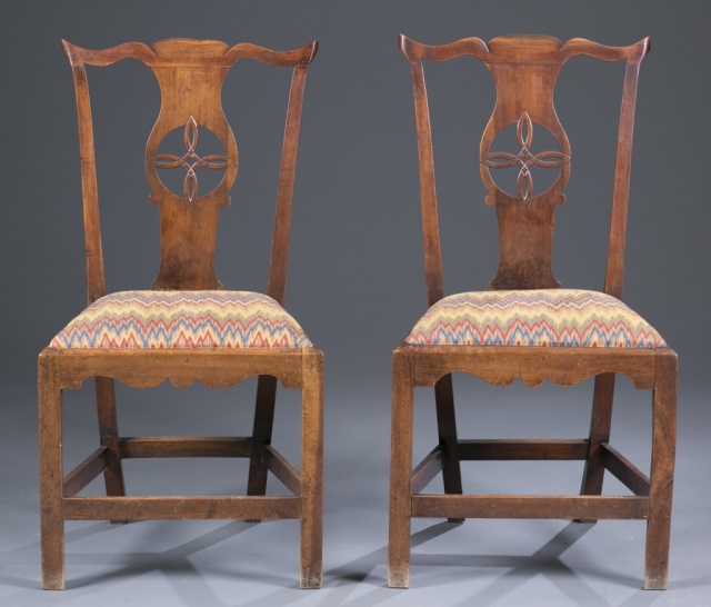 Appraisal: Pair of th c Mahogany Side Chairs Possibly English Serpentine