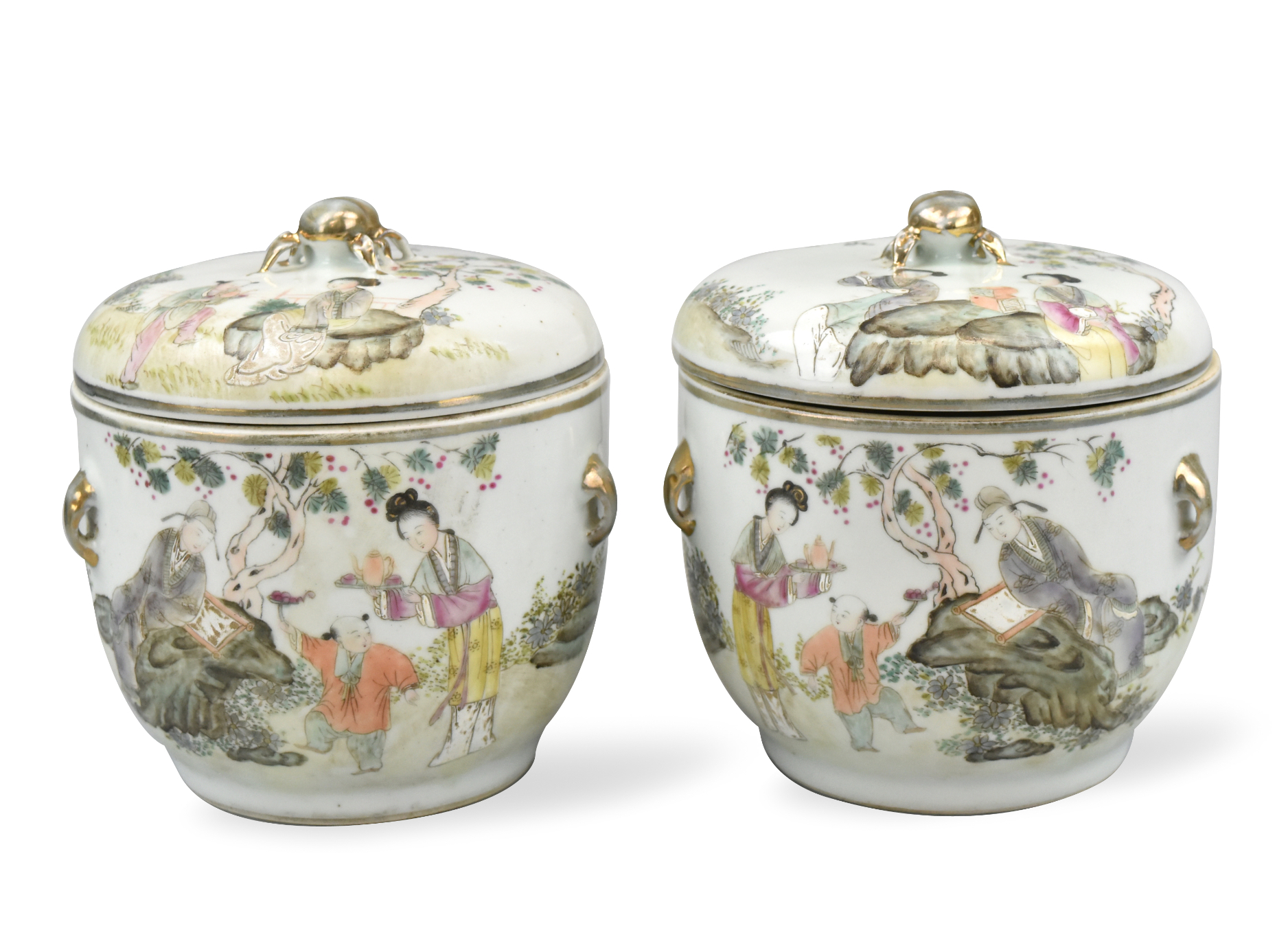 Appraisal: A pair of Chinese famille rose covered jars ROC Period