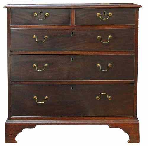 Appraisal: A George III mahogany chest of three long and two