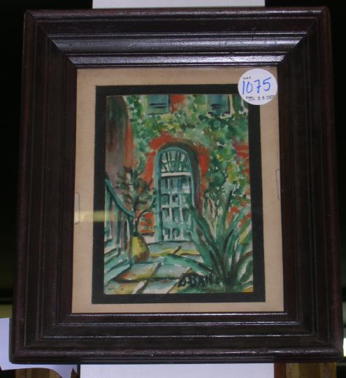 Appraisal: Jeanne Ballard New Orleans th Century French Quarter Courtyard watercolor