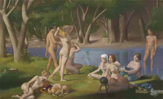 Appraisal: Thomas Gengler American th century Nude Bathers oil on canvas