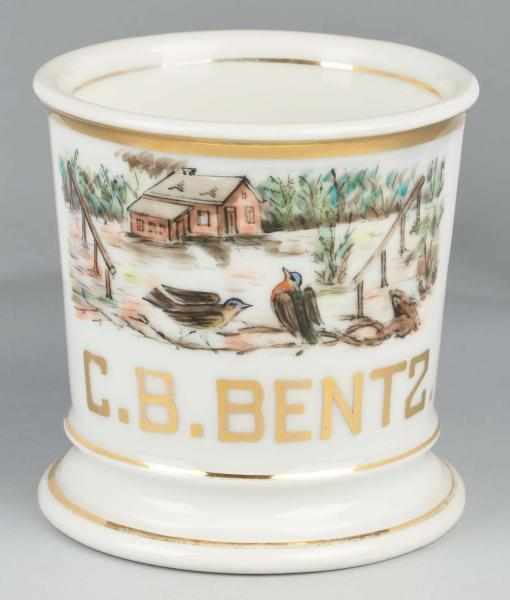 Appraisal: Two Birds House Shaving Mug Description Gilt name C B