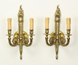 Appraisal: Neoclassical style torch Pair of Neoclassical style torch form sconces