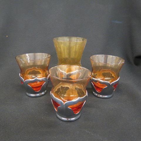 Appraisal: Farberware Glasses beverage size and old fashinons chrome with amber