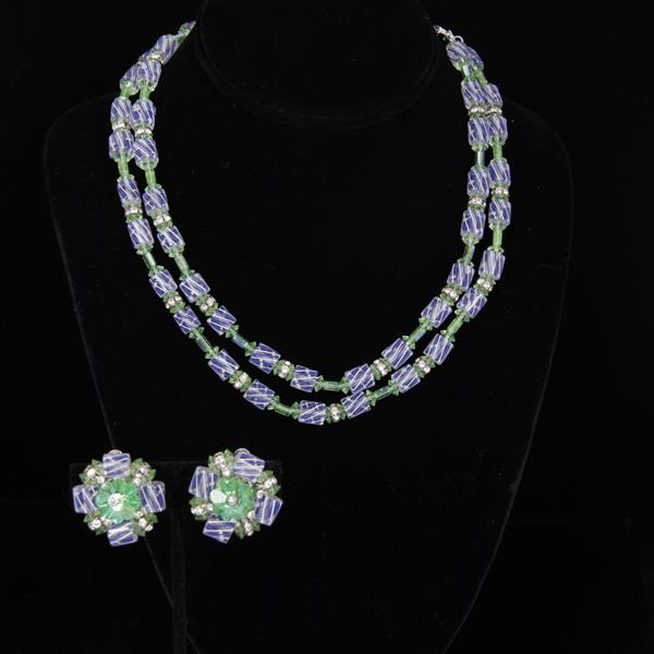 Appraisal: Vendome pc Layered Venitian Glass crystal and Rhinestone Beaded Necklace