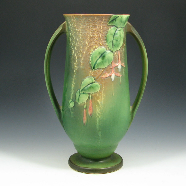 Appraisal: Roseville Fuchsia - Vase Roseville Fuchsia handled vase in green