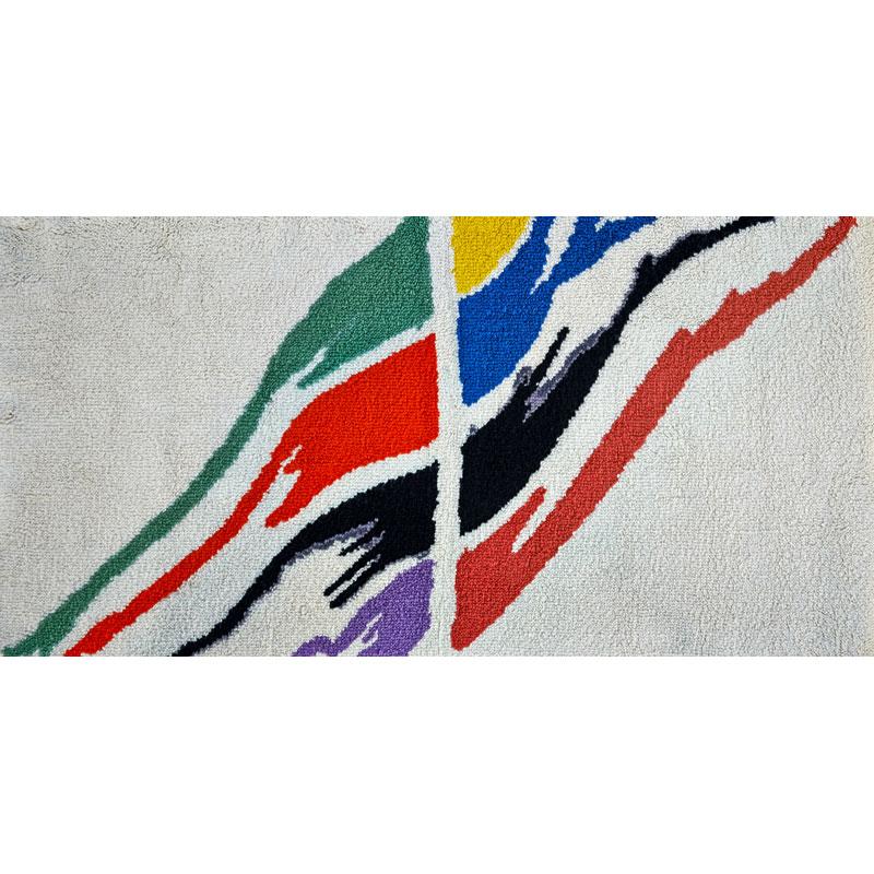 Appraisal: AFTER MORRIS LOUIS Hooked rug Condition Report Very good overall