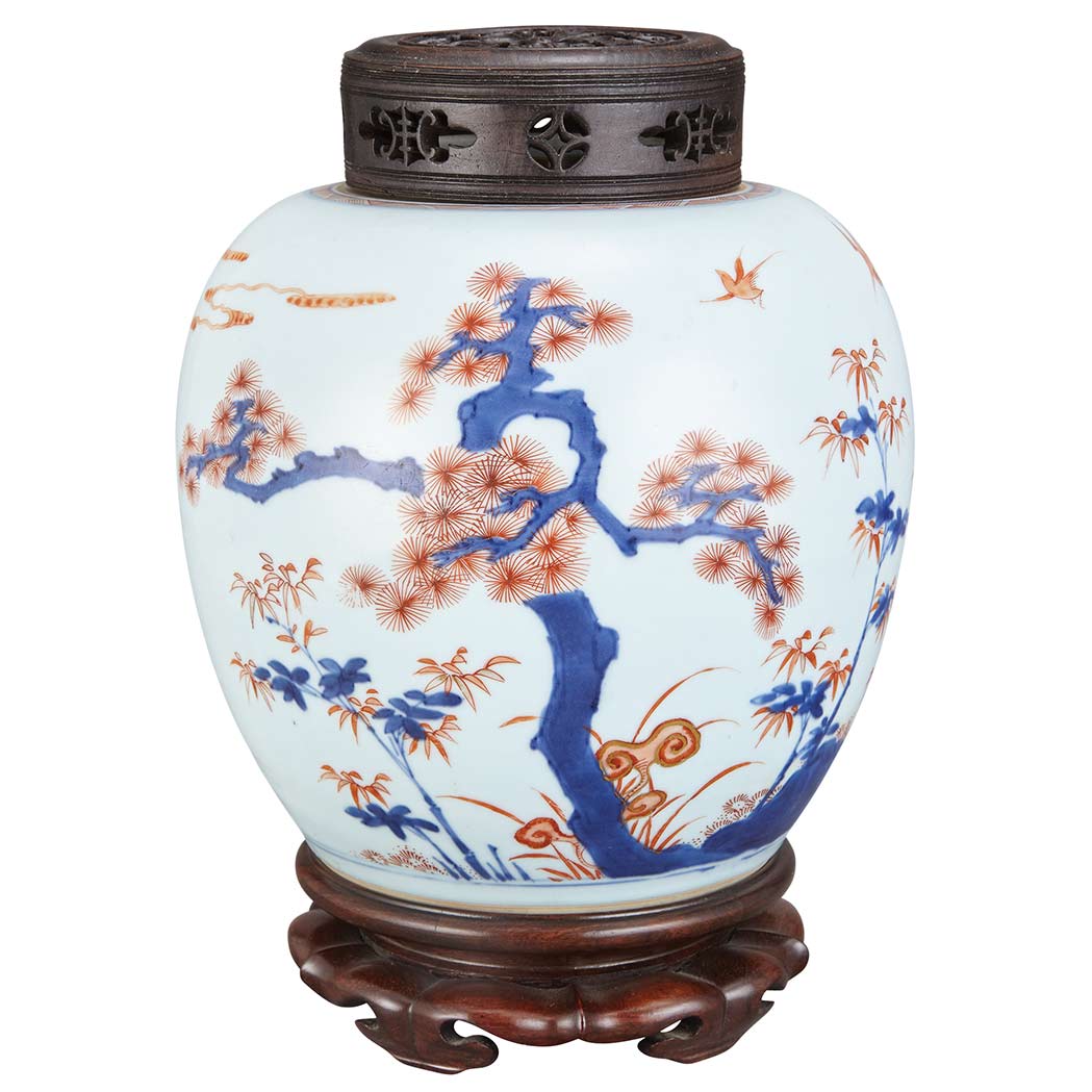 Appraisal: Chinese Imari Palette Glazed Porcelain Jar Kangxi Period The ovoid