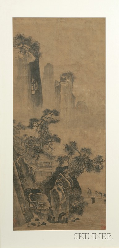 Appraisal: Two Chinese Paintings th century an ink on paper landscape