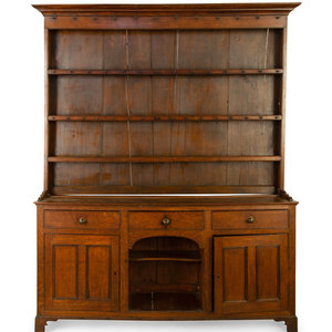 Appraisal: An English Oak Welsh Cupboard th Century Height x width