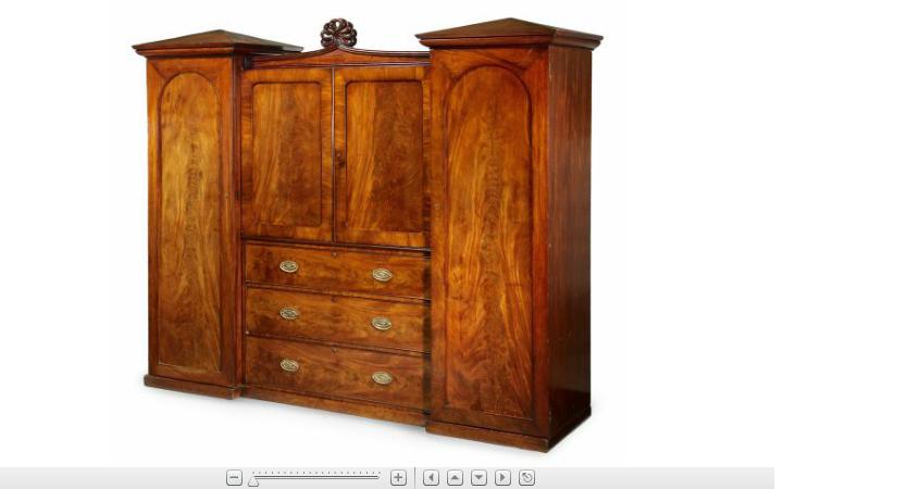 Appraisal: Impressive William IV mahogany wardrobe linen presscirca