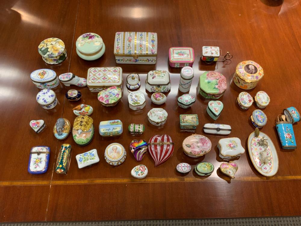 Appraisal: Collection of Mostly French Covered Boxes Four Halcyon Days Boxes