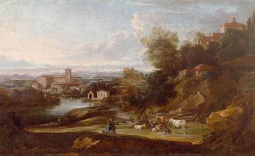 Appraisal: ROMAN SCHOOL CIRCA - View of a Southern town Oil